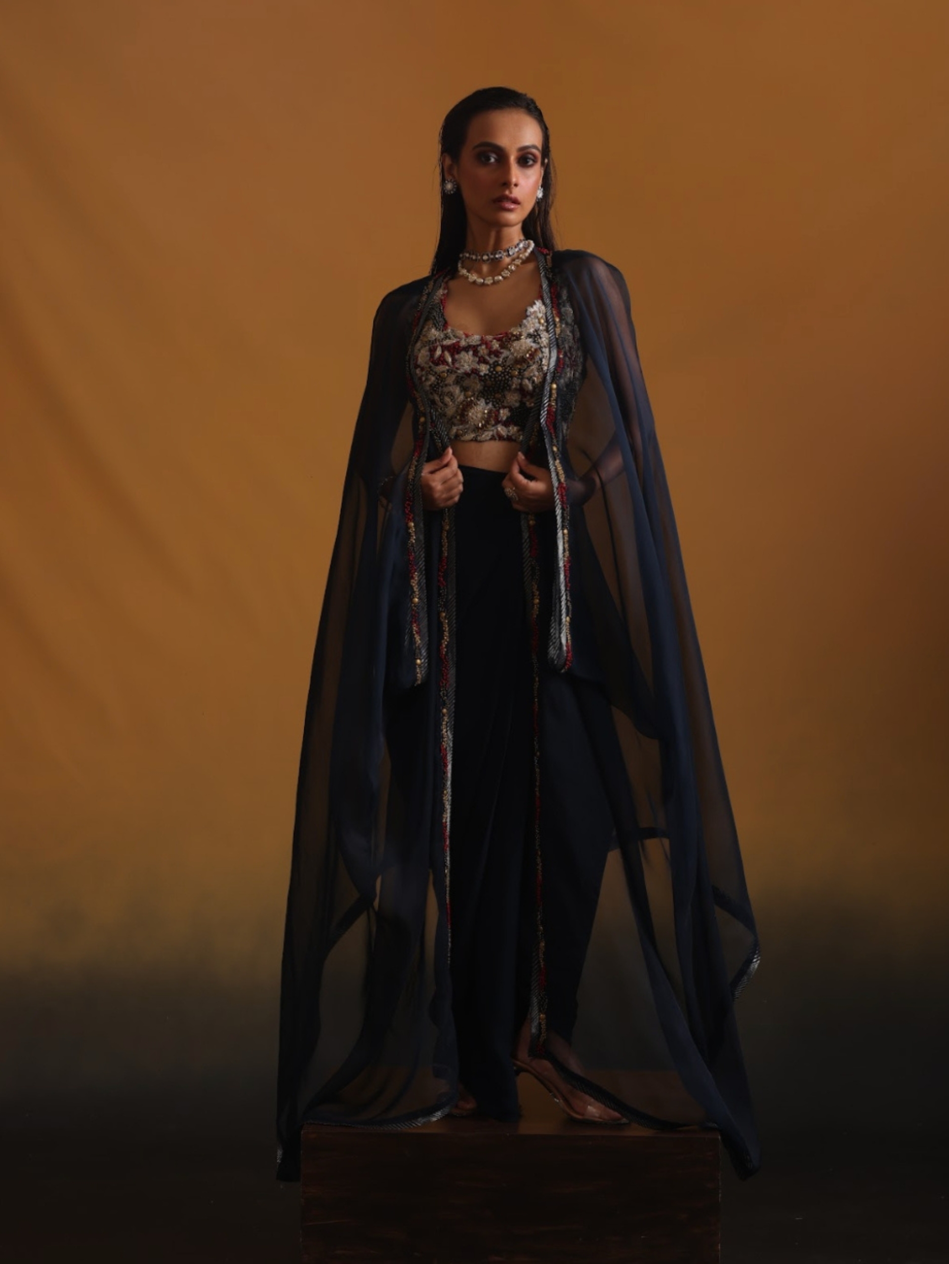 Organza Cape with Blouse & Wrap-Around Skirt - Image 2