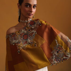 Mustard Embroidered Top with Skirt