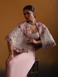 Embroidered Cape with Dhoti Pants