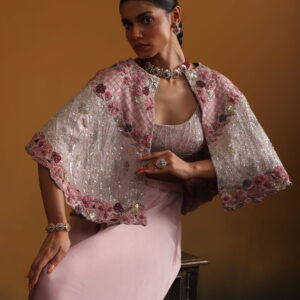 Embroidered Cape with Dhoti Pants