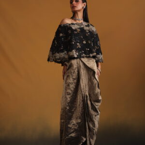 Embroidered Cape with Woven Tissue Bottom