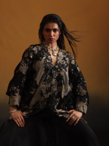 Embroidered Cape Jacket with Bottom