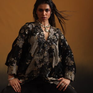 Embroidered Cape Jacket with Bottom