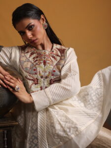 Cotton Self Embroidered Top with Tissue Pants