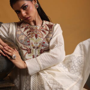 Cotton Self Embroidered Top with Tissue Pants