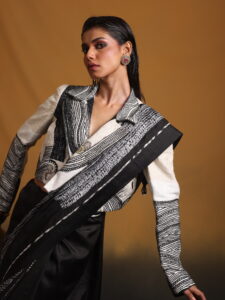 Embroidered Jacket With Hand Shibori Saree