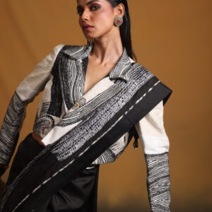 Embroidered Jacket With Hand Shibori Saree
